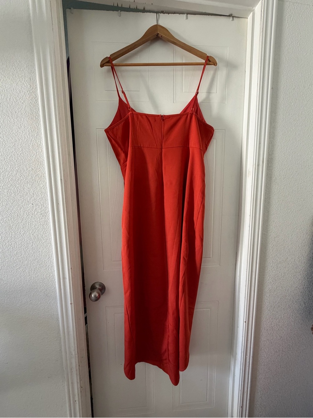 Spaghetti Strap V-Neck Midi Dress in Red - Picture 3 of 4